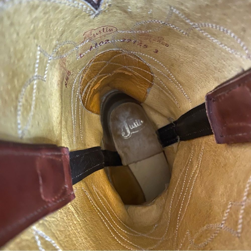 Justin Boots Brown Leather Heeled Boots - Picture 9 of 9